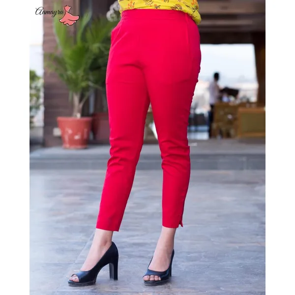 Aamayra Fashion House Red Cotton Pant For Women